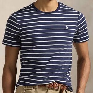 Polo Ralph Lauren blue striped crewneck t-shirt medium men’s top casual